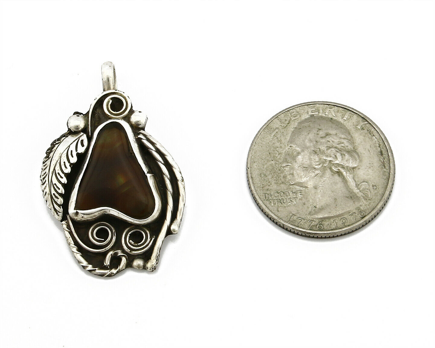 Navajo Josephine Rojas Natural Mined Fire Agate .925 Silver Handmade Pendant