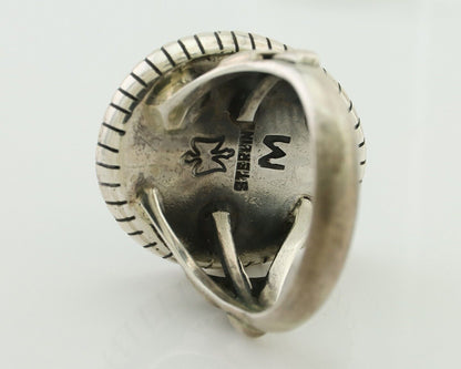 Navajo Handmade Ring 925 Silver Natural Turquoise Signed M Montoya C.80's