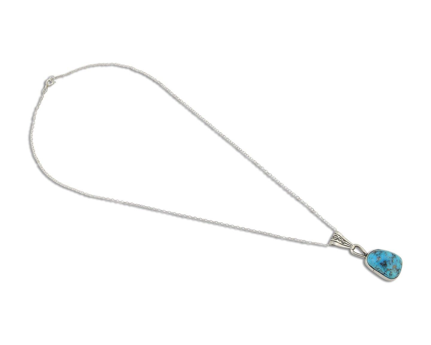 Navajo Necklace 925 Silver Natural Blue Turquoise Artist Tony Guerro C.80's