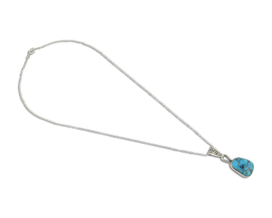 Navajo Necklace 925 Silver Natural Blue Turquoise Artist Tony Guerro C.80's
