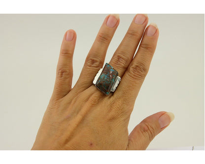 Navajo Ring .925 Silver Turquoise Artist Signed Fred Guerro C.80's