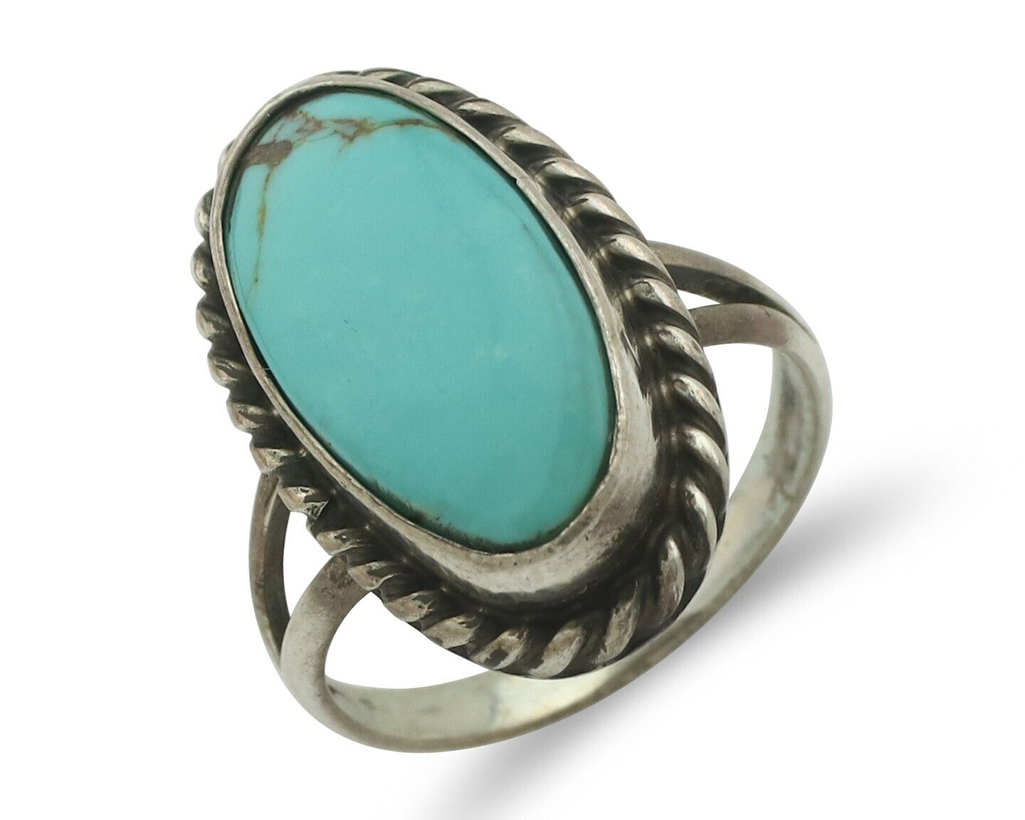 Navajo Ring 925 Silver Natural Blue Turquoise Signed M Montoya C.80's