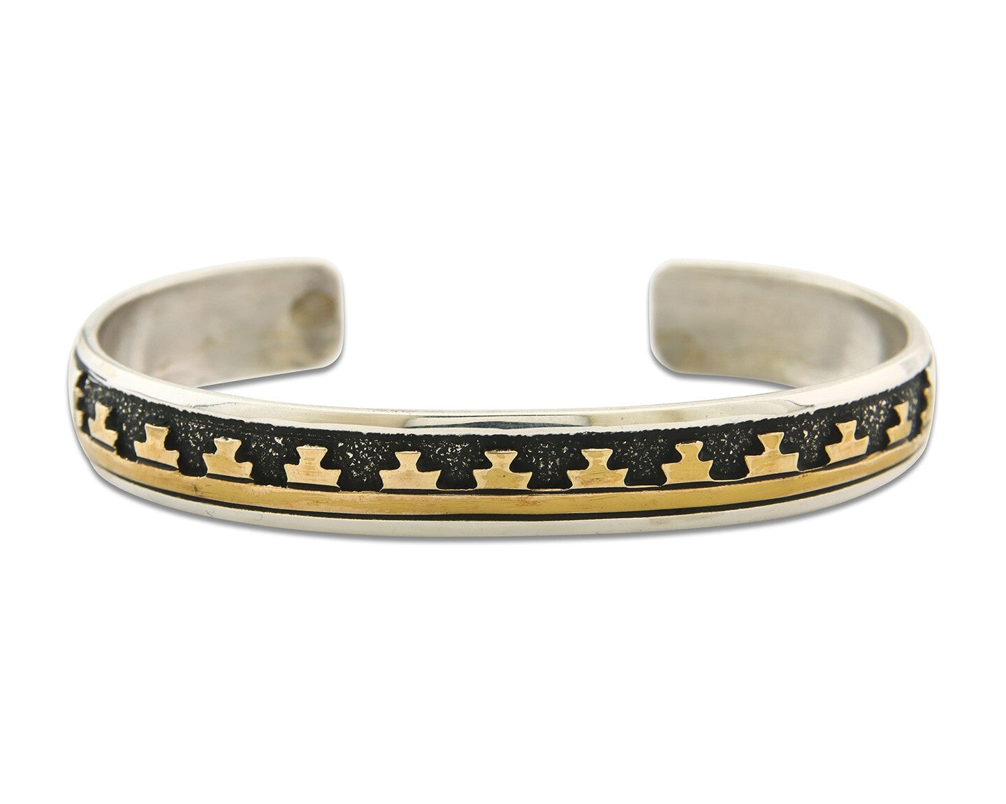 Navajo Bracelet 925 Silver & 12k Yellow Gold Filled Signed Thomas Singer C.80's