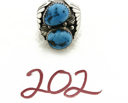 Navajo Ring .925 Silver Handmade Sleeping Beauty Turquoise Signed TKE C.80's