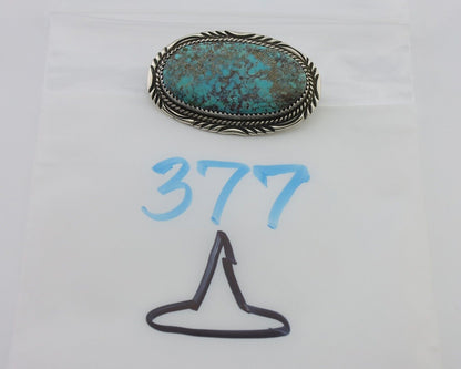 Navajo Pin Pendant 925 Silver Natural Spiderweb Turquoise Signed S C.80's