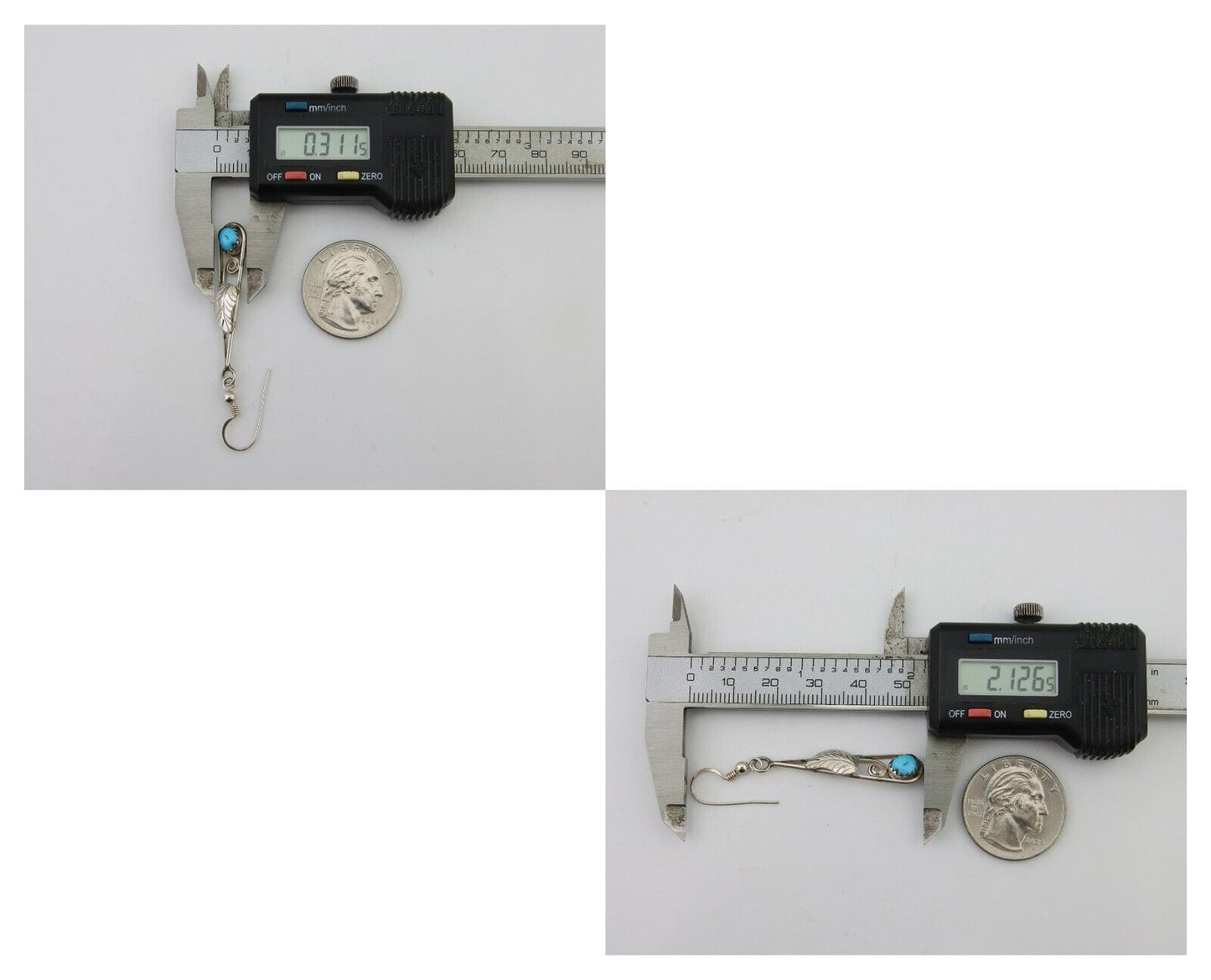 Navajo Dangle Earrings 925 Silver Natural Blue Turquoise Artist Signed JB C.80's