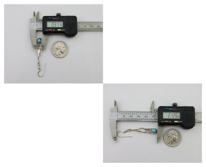 Navajo Dangle Earrings 925 Silver Natural Blue Turquoise Artist Signed JB C.80's