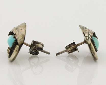 Navajo Earrings 925 Silver Natural Turquoise Native American Artist C.80's