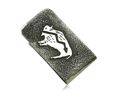 Navajo Money Clip .925 Silver & Nickle Hand Stamped Artist RB C.80's-90's