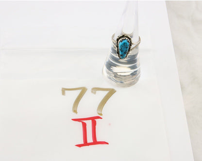 Navajo Ring 925 Sterling Natural Mined Blue Nugget Turquoise C.80's Size 5.75