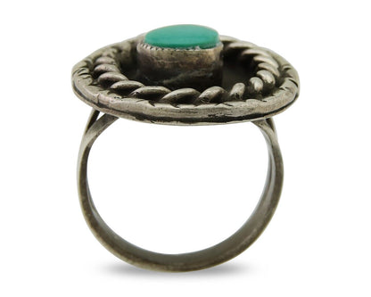 Navajo Handmade Ring 925 Sterling Silver Natural Turquoise Native Artist C.80's