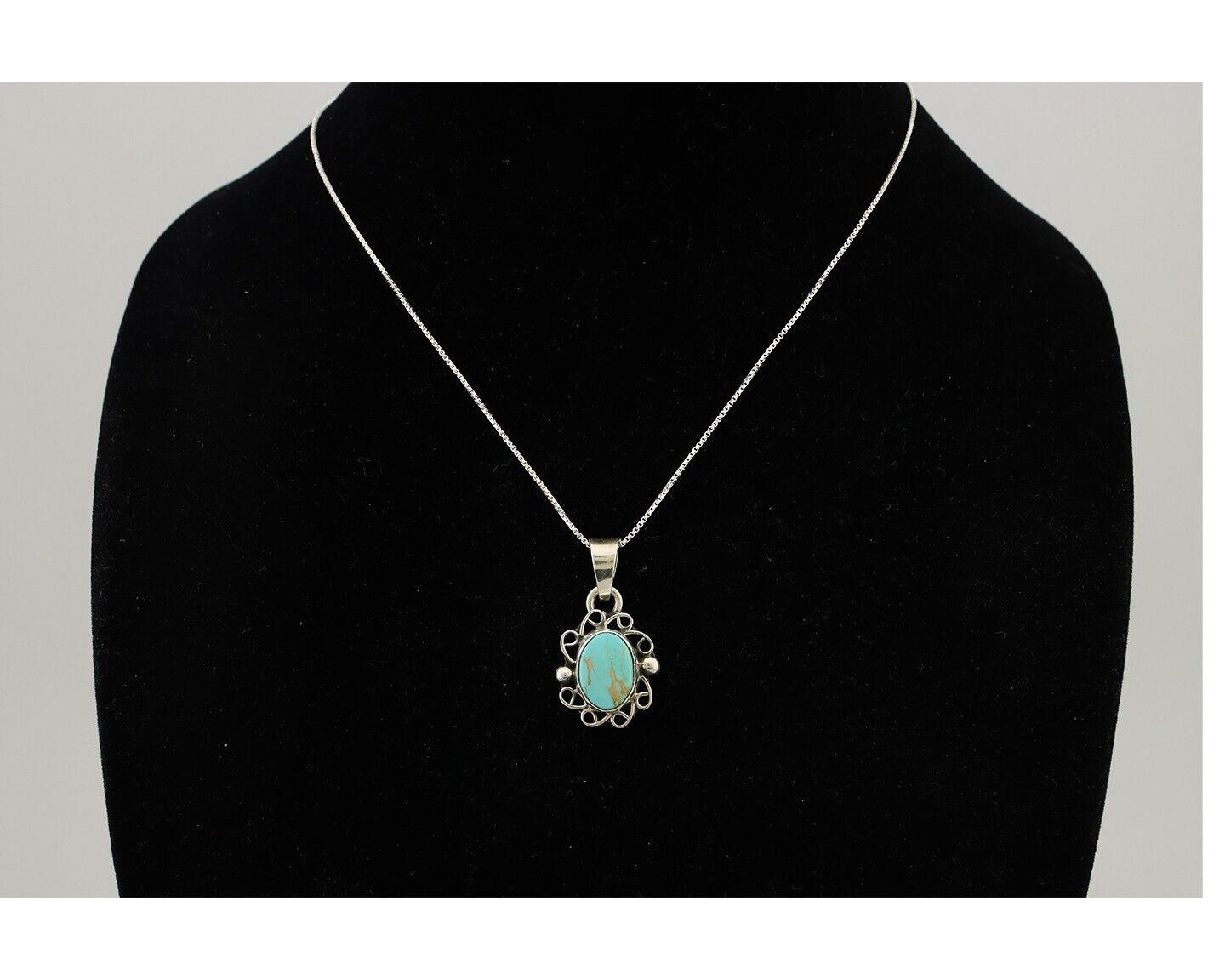 Navajo Necklace 925 Silver Kingman Turquoise Artist Signed Gecko C.90s
