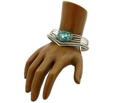 Navajo Handmade .925 SOLID Silver Natural Turquoise 5 Row Cuff Bracelet