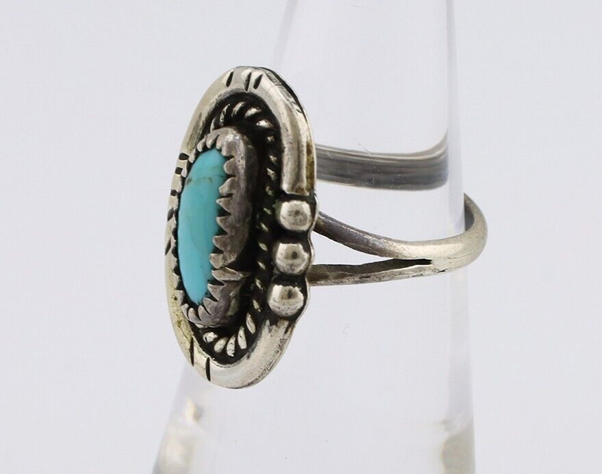 Navajo Ring 925 Silver Natural Blue Turquoise Native American Artist C.80's