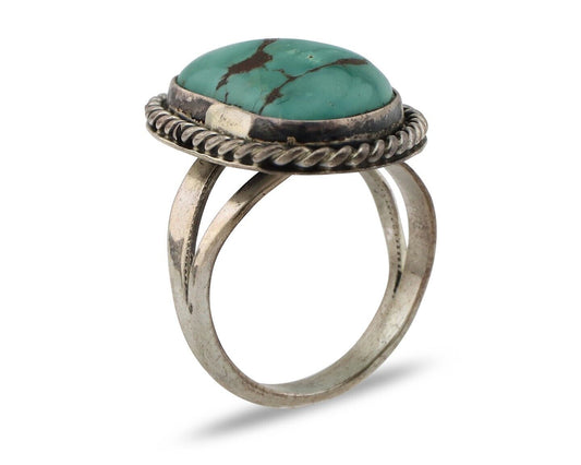 Navajo Ring 925 Silver Blue Turquoise Artist Signed N C.80's