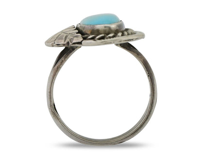 Navajo Handmade Ring 925 Silver Kingman Turquoise Native American Artist C.80's