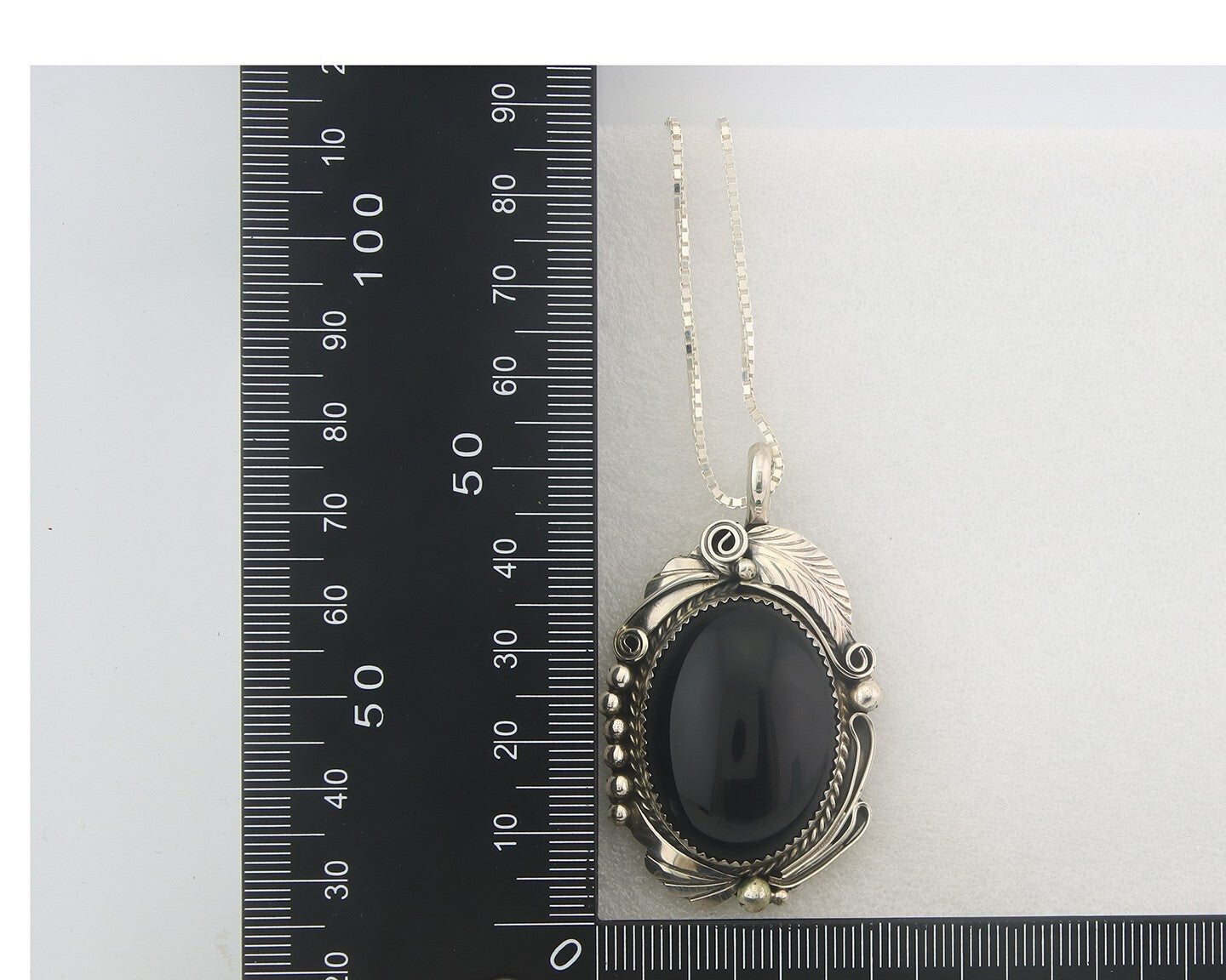 Navajo Sterling Silver Necklace Onyx Authentic Vintage Signed Justin Morris