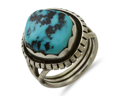 Navajo Ring 925 Silver Natural Blue Turquoise Signed Tony Guerro C.80's