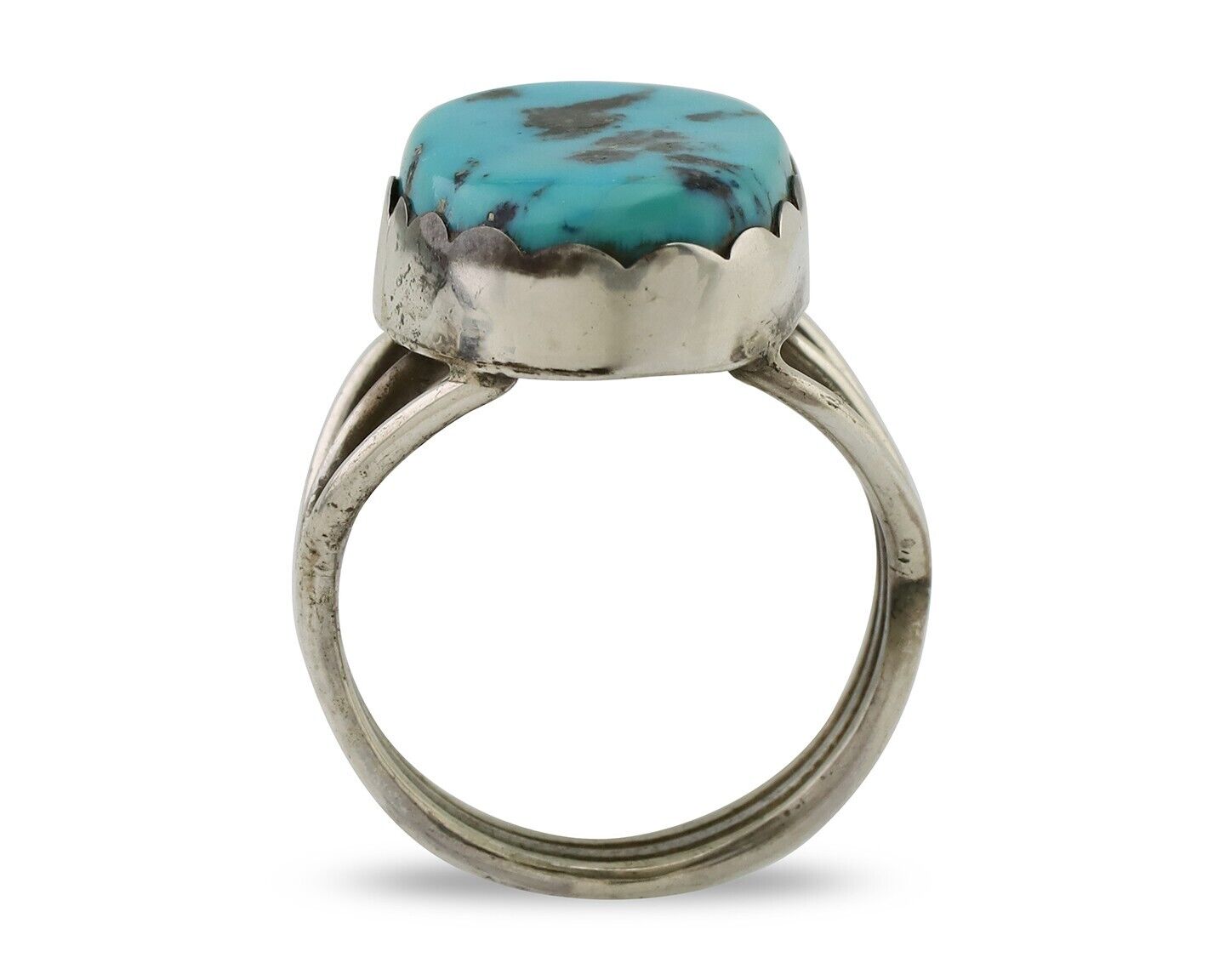 Navajo Ring 925 Silver Natural Blue Turquoise Signed Tony Guerro C.80's