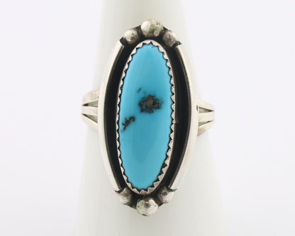 Navajo Ring .925 Silver Sleeping Beauty Turquoise Signed SkyStone Creations C80s