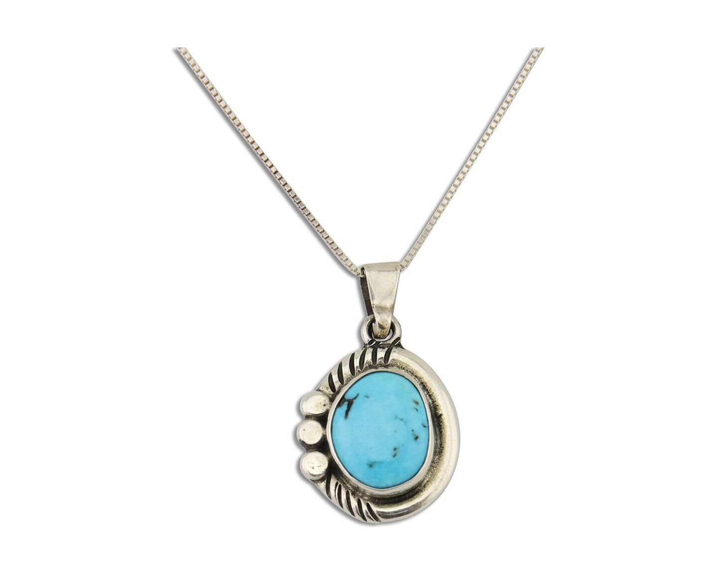 Navajo Necklace 925 Silver Natural Turquoise Artist M Montoya C.80's