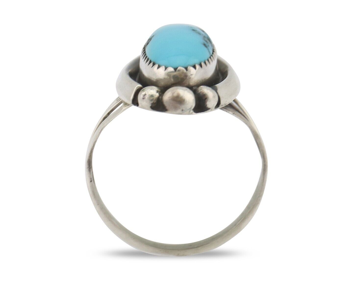 Navajo Ring .925 Silver Sleeping Beauty Turquoise Signed SkyStone Creations C80s