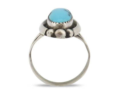 Navajo Ring .925 Silver Sleeping Beauty Turquoise Signed SkyStone Creations C80s