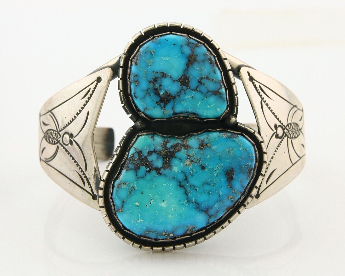 Navajo Bracelet 925 Silver Natural Bisbee Turquoise Cuff Signed Tony Guerro C80s