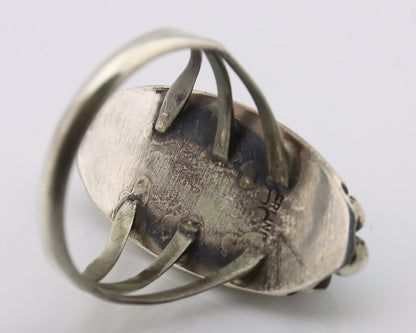 Navajo Ring .925 Silver Sleeping Beauty Turquoise Signed SkyStone Creations C80s