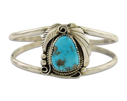 Navajo Cuff Bracelet 925 Silver Turquoise Artist Signed C Davis C.80's