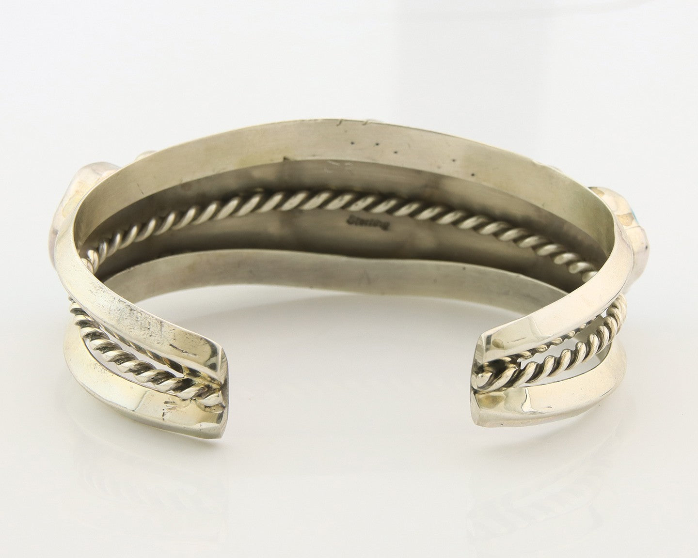 Men Navajo Bracelet Sterling Silver Handmade Nugget Turquoise Signed JR