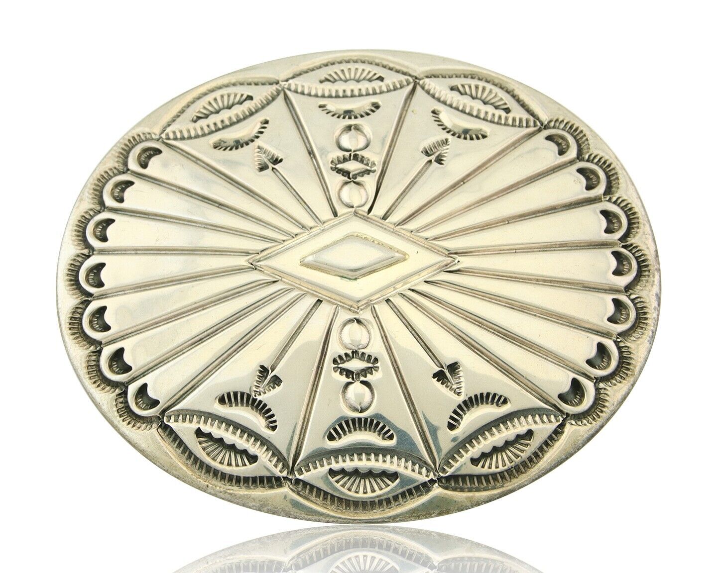 Navajo Belt Buckle 925 Sterling Silver Artist Signed Tim Guerro 2.5x3 in C.80's