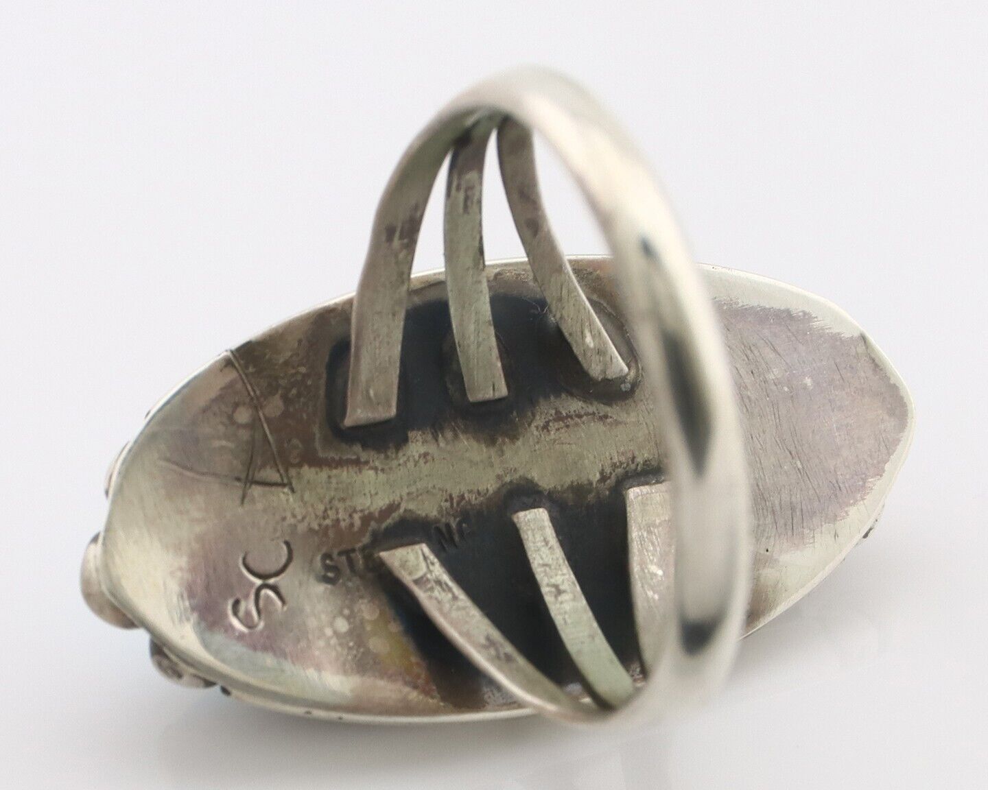 Navajo Ring .925 Silver Sleeping Beauty Turquoise Signed SkyStone Creations C80s