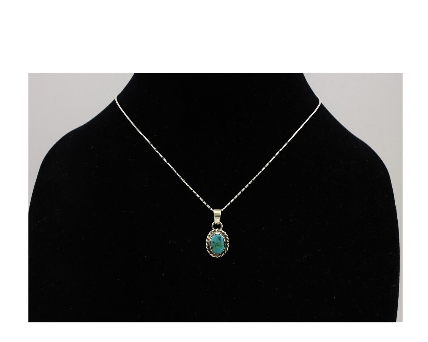 Navajo Necklace 925 Silver Natural Kingman Turquoise Native Artist C.2008
