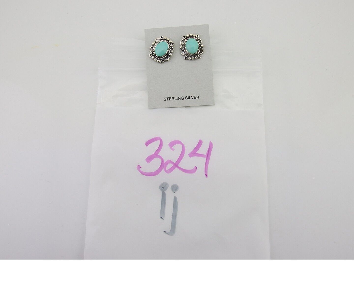 Navajo Dangle Earrings 925 Natural Turquoise Native Artist Signed VM C.80's