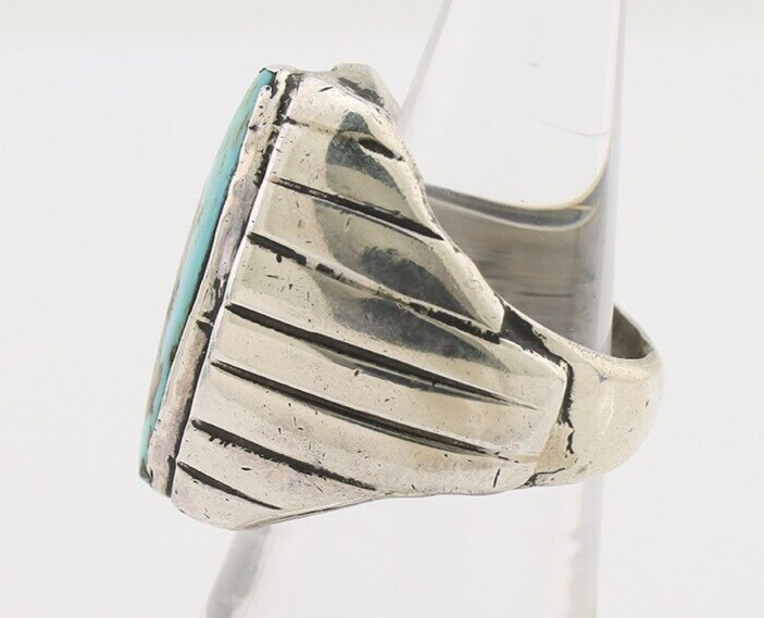 Navajo Ring 925 Silver Kingman Turquoise Native American Artist C.80's