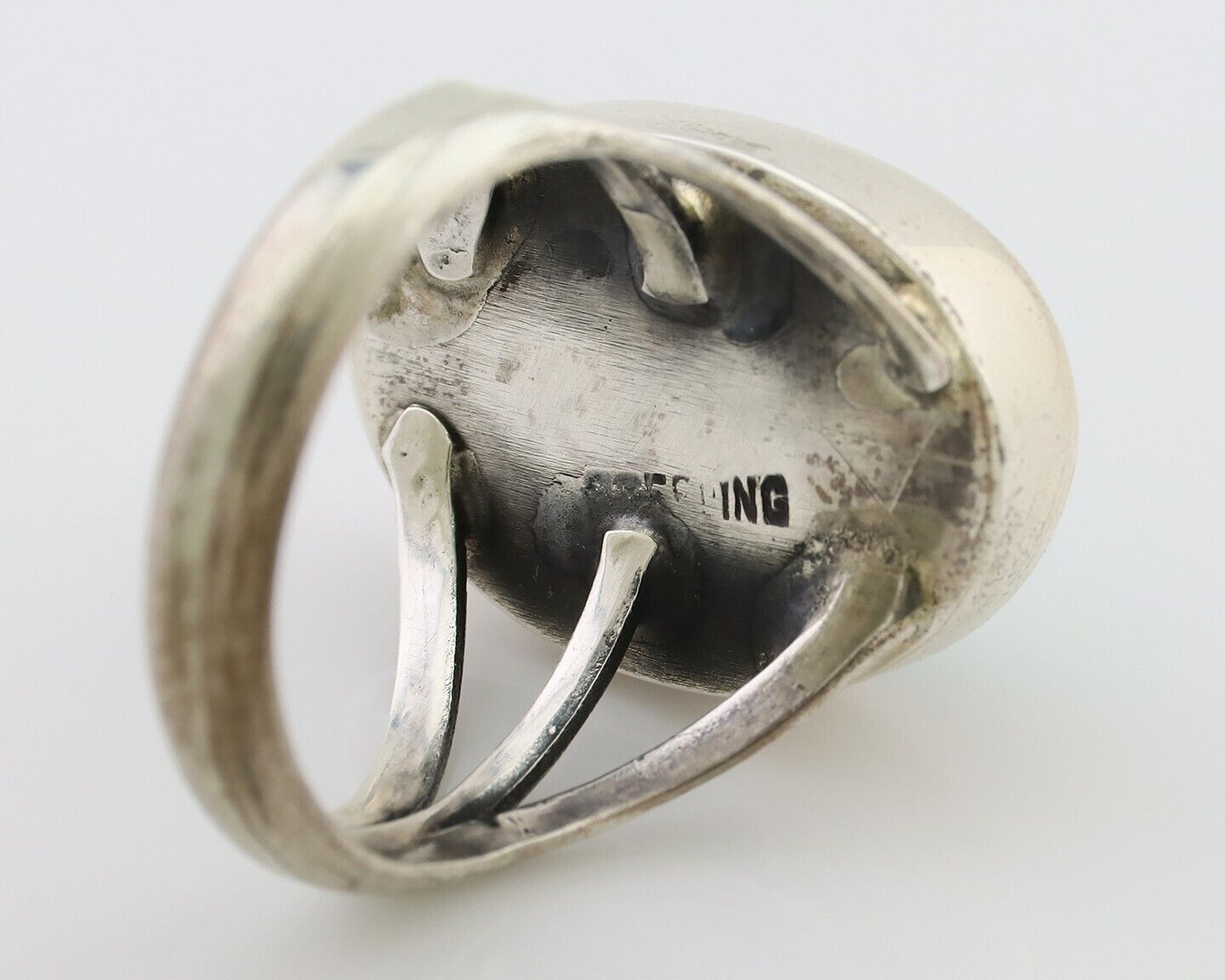 Navajo Ring 925 Silver Turquoise Native American Artist Size 8.0 C.80's