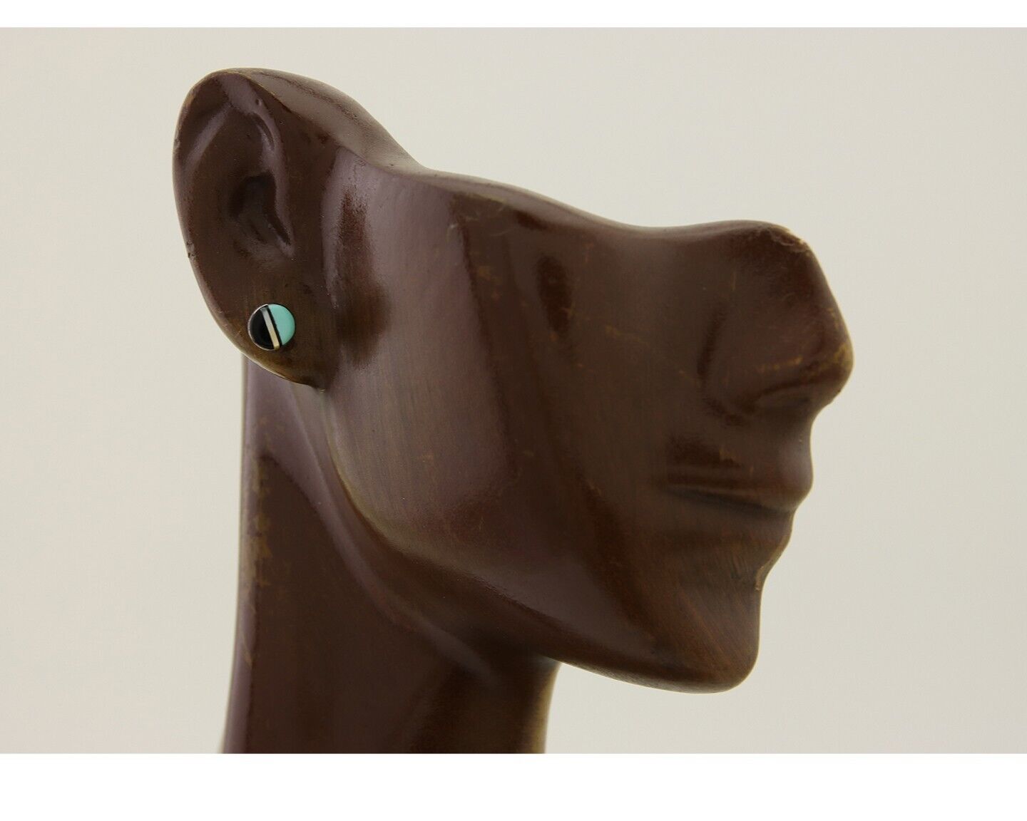 Navajo Earrings 925 Silver Inlaid Natural Onyx & Turquoise Native American C.80s