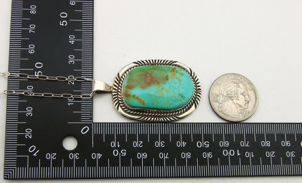 Navajo Necklace 925 Silver Natural Turquoise Artist Native American C.80's