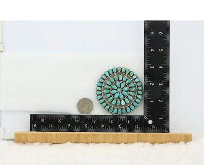 Navajo Handmade Pin Sterling Silver Turquoise Vintage Artist Signed LMB 3 in