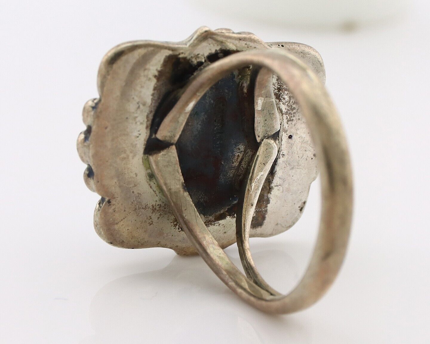 Navajo Ring 925 Silver Blue Turquoise Native American Artist C.80's