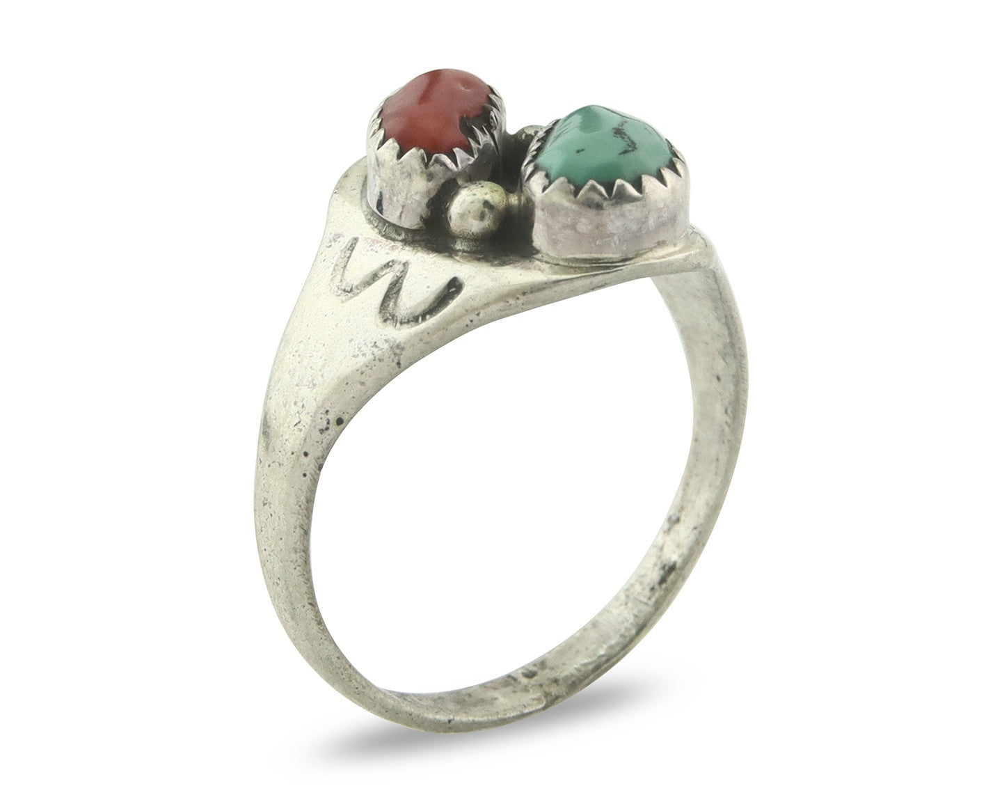 Vintage Navajo Ring 925 Sterling Silver Natural Gemstone Authentic Size 8.5
