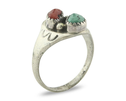 Vintage Navajo Ring 925 Sterling Silver Natural Gemstone Authentic Size 8.5