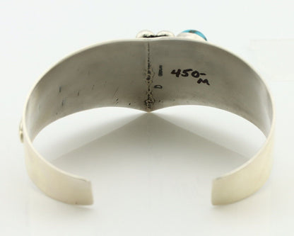 Navajo Bracelet 925 Silver Natural Blue Turquoise Signed David Zachary C.80's