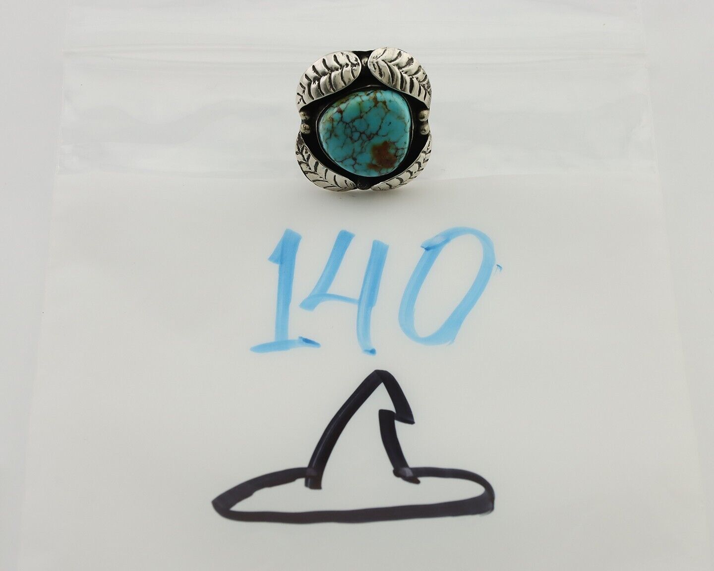 Navajo Ring 925 Silver Natural Turquoise Native American Artist C.80's