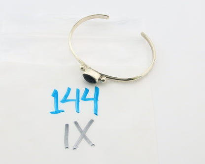 Navajo Cuff Bracelet Sterling Silver Natural Mined Black Onyx Native Artist