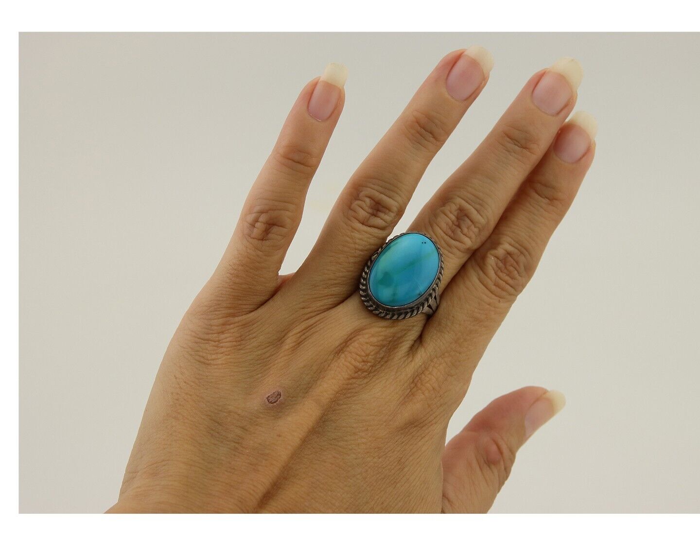 Navajo Handmade Ring 925 Silver Turquoise Native American Artist C.80's
