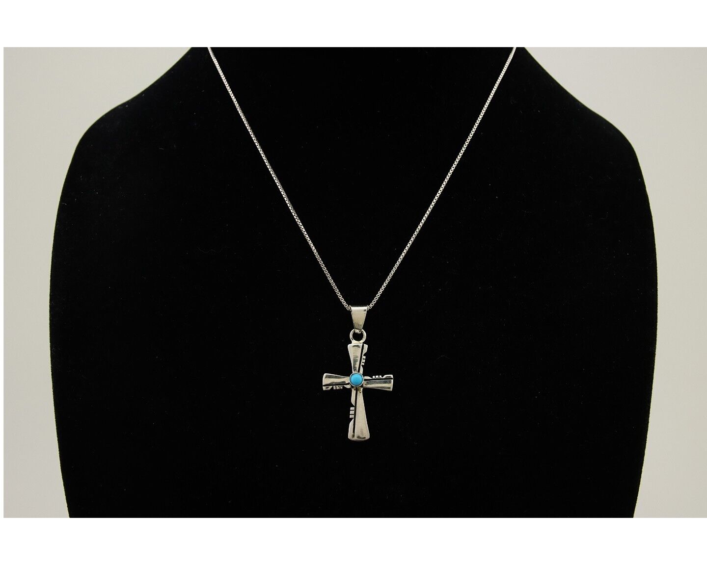 Navajo Necklace 925 Silver Natural Turquoise Native Artist Signed C.80's