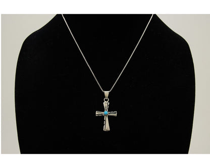 Navajo Necklace 925 Silver Natural Turquoise Native Artist Signed C.80's