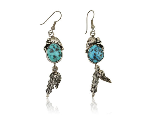 Navajo Dangle Earrings 925 Silver Blue Turquoise Native American Artist C.80's